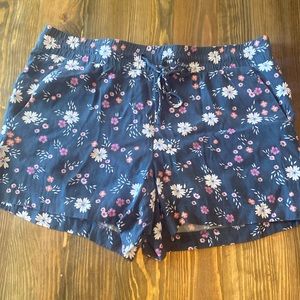 Loft blue floral elastic waist shorts